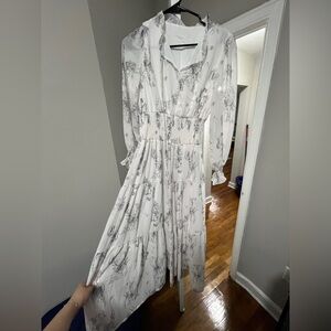 Elegant White Printed Women's Dress